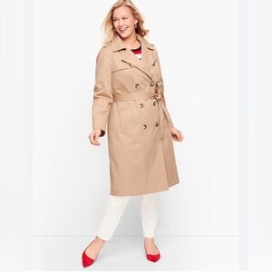 Talbots Double Breasted Long Khaki Trench Plus Size 2X  Women Lined Coat FLAW